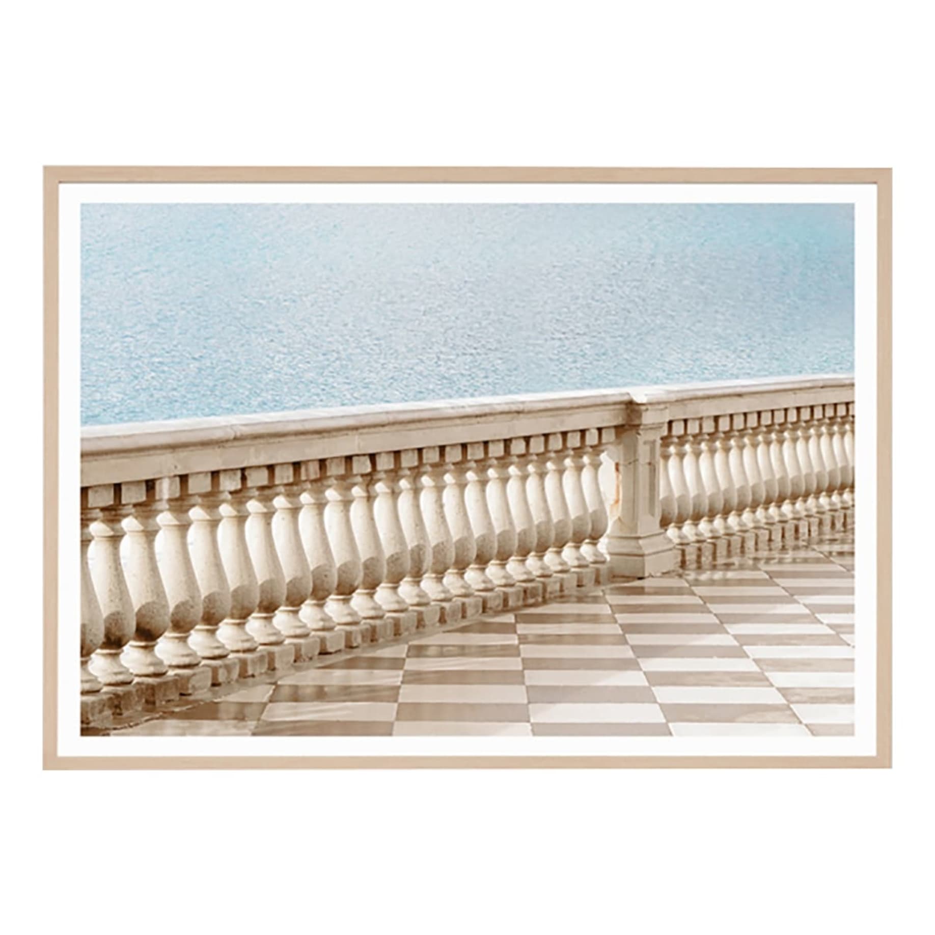 Seaside Balcony Framed Print in 87x62cm