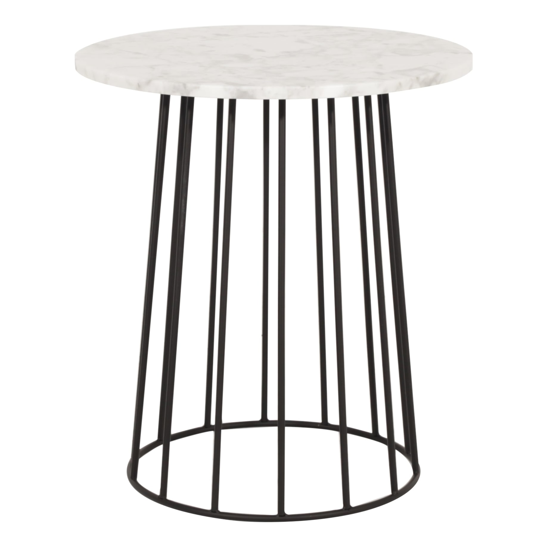 Trenton Round Side Table High in White Marble