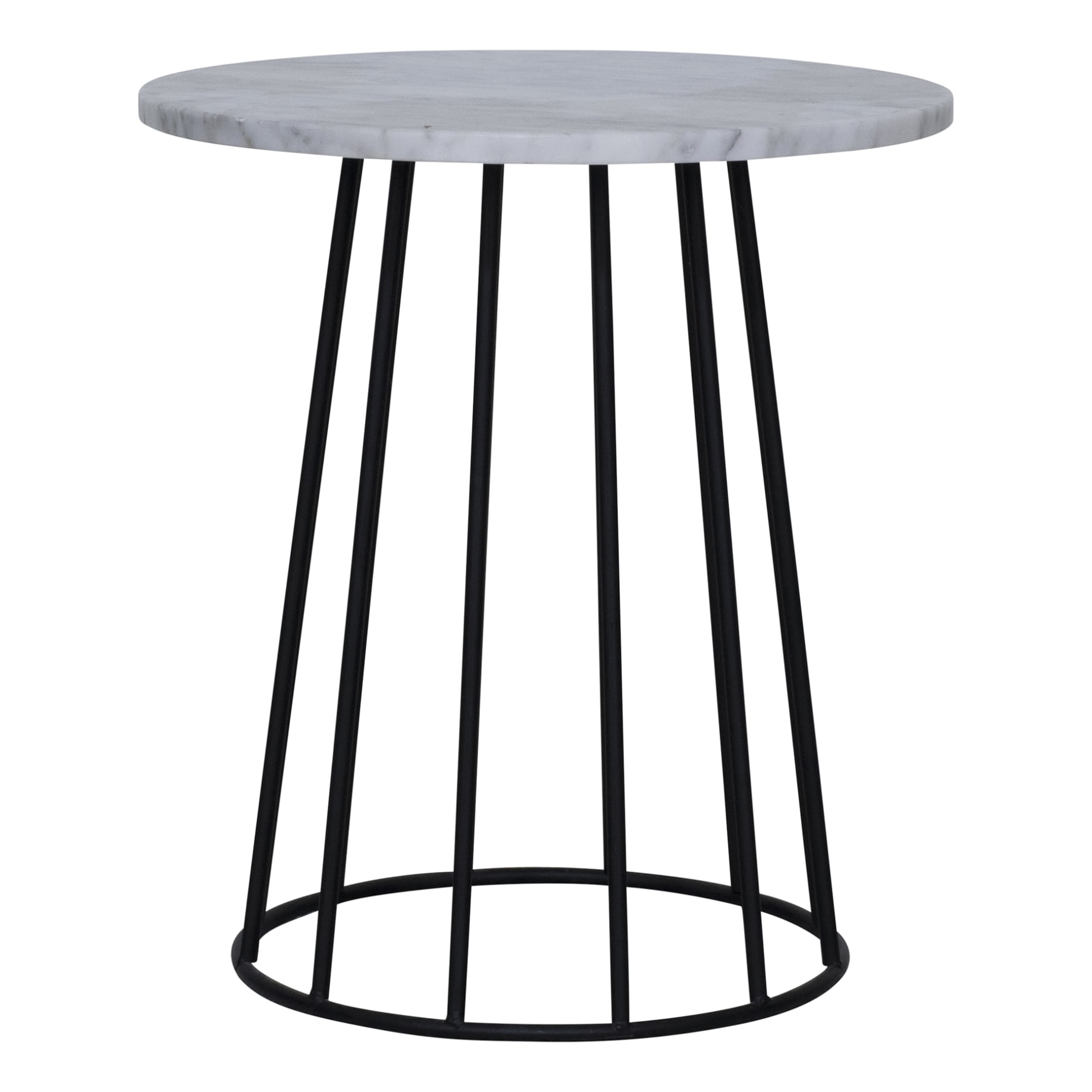 Trenton Round Side Table Low in White Marble