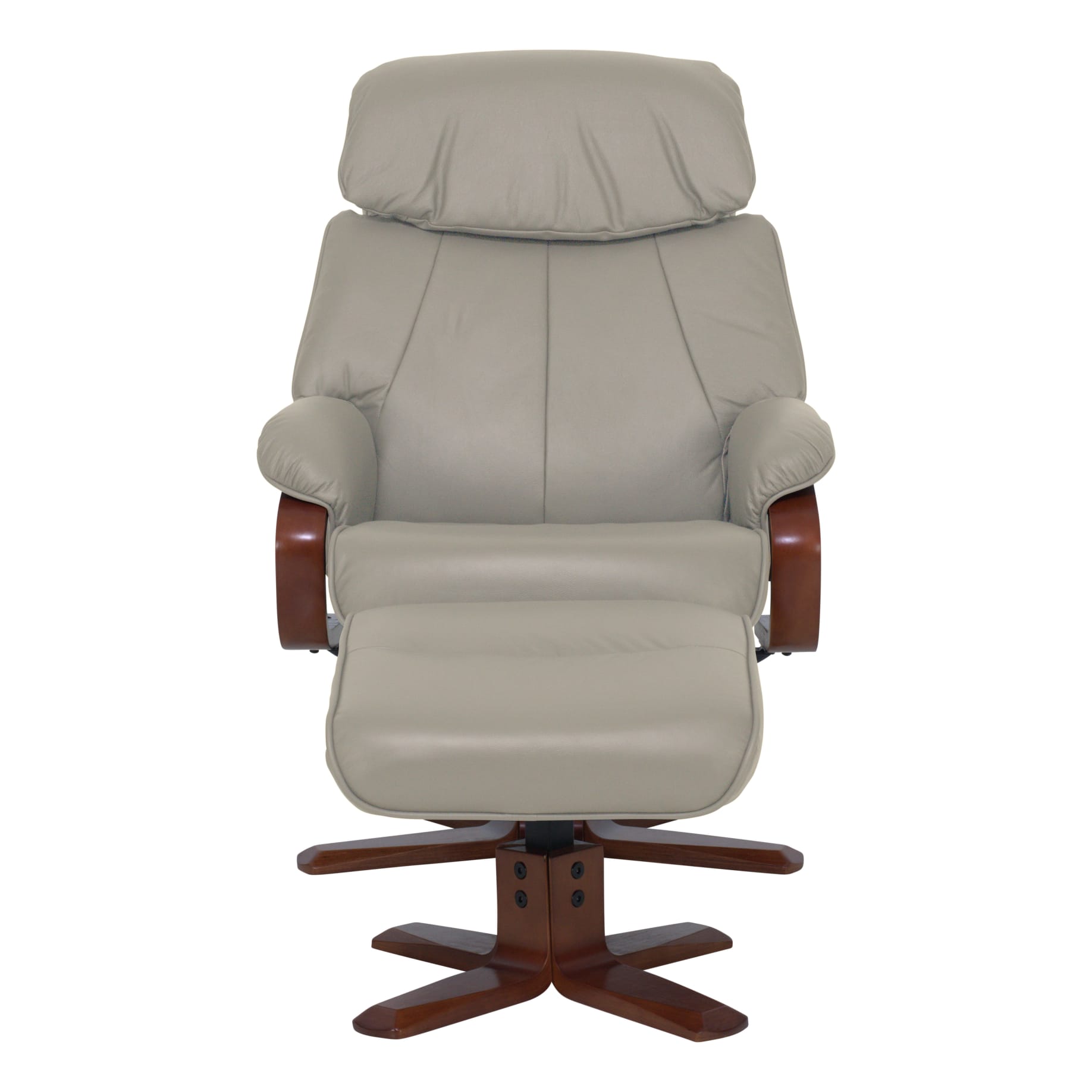 Turner Recliner Chair + Ottoman in Almond / Chocolate Leg