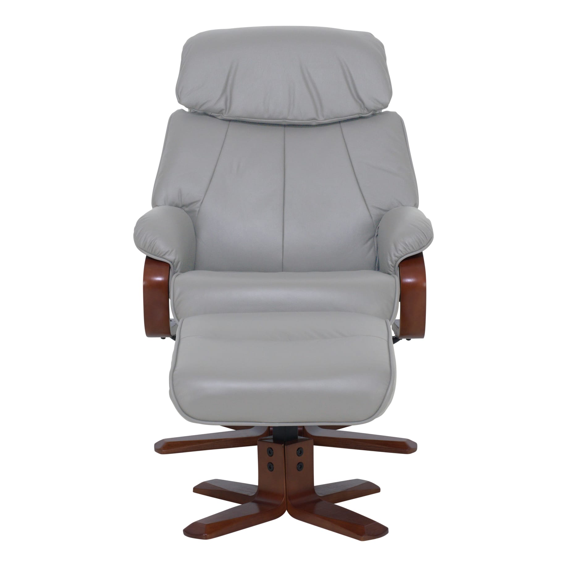 Turner Recliner Chair + Ottoman in Grey / Chocolate Leg