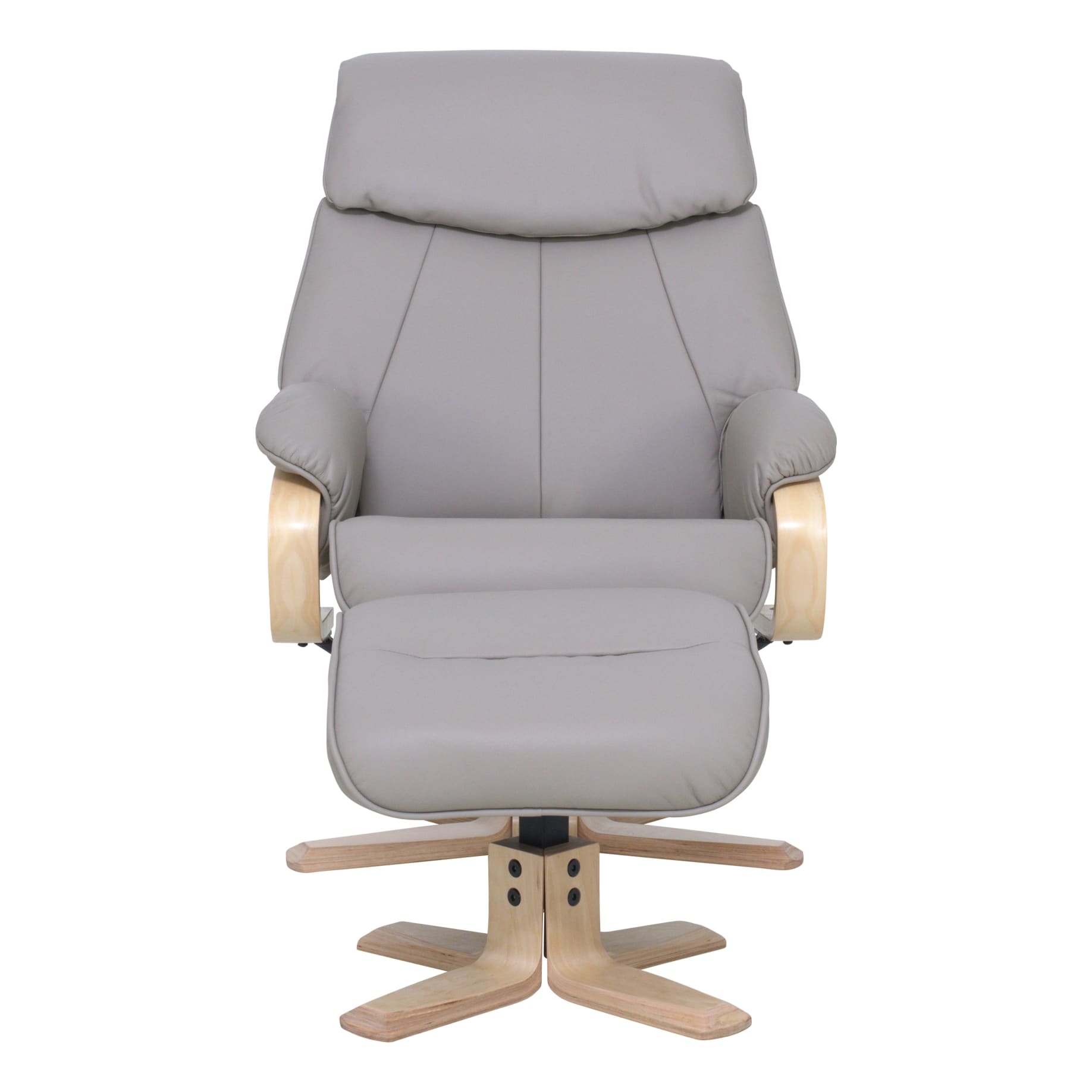 Turner Recliner Chair + Ottoman in Grey / Natural Leg