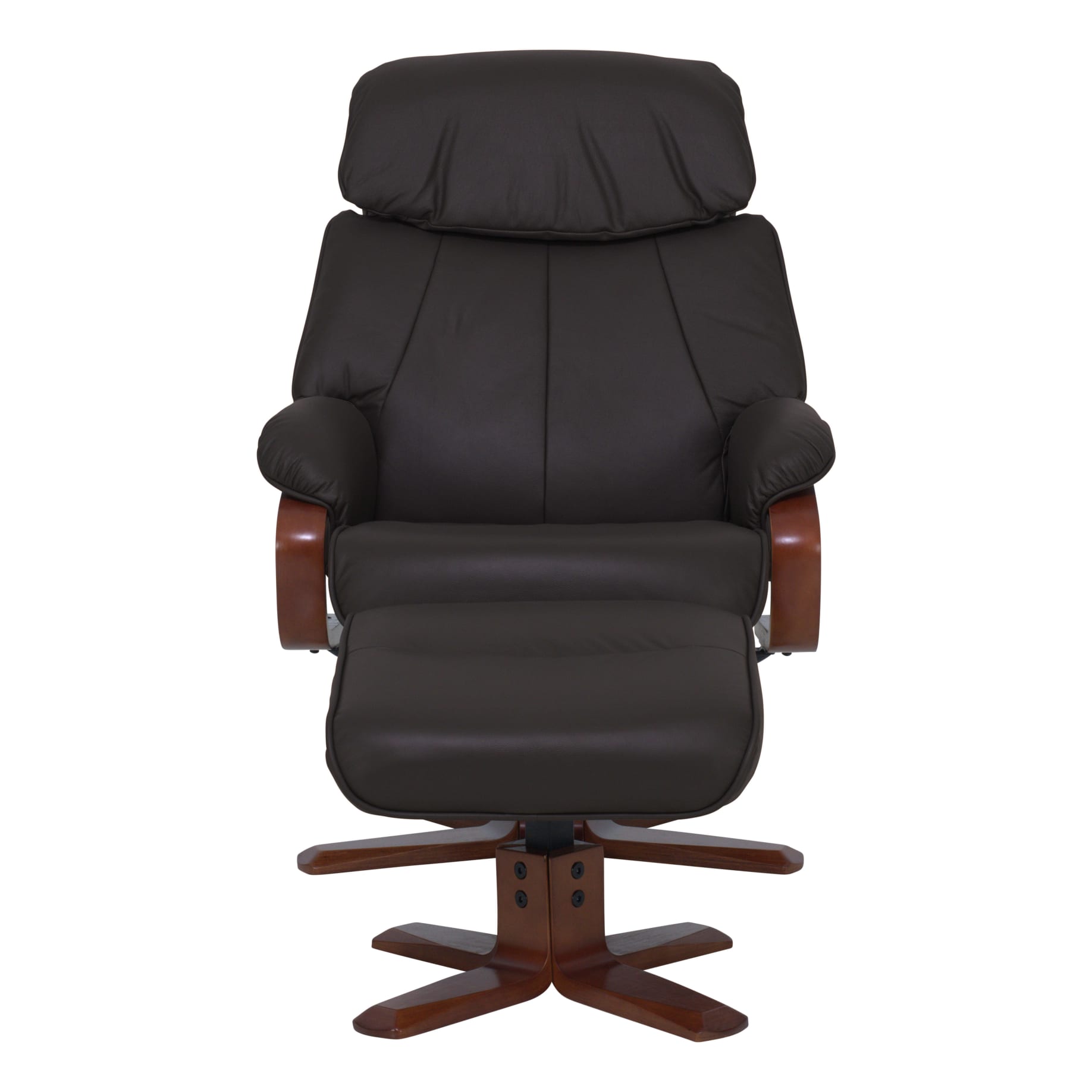 Turner Recliner Chair + Ottoman in Chocolate / Chocolate Leg