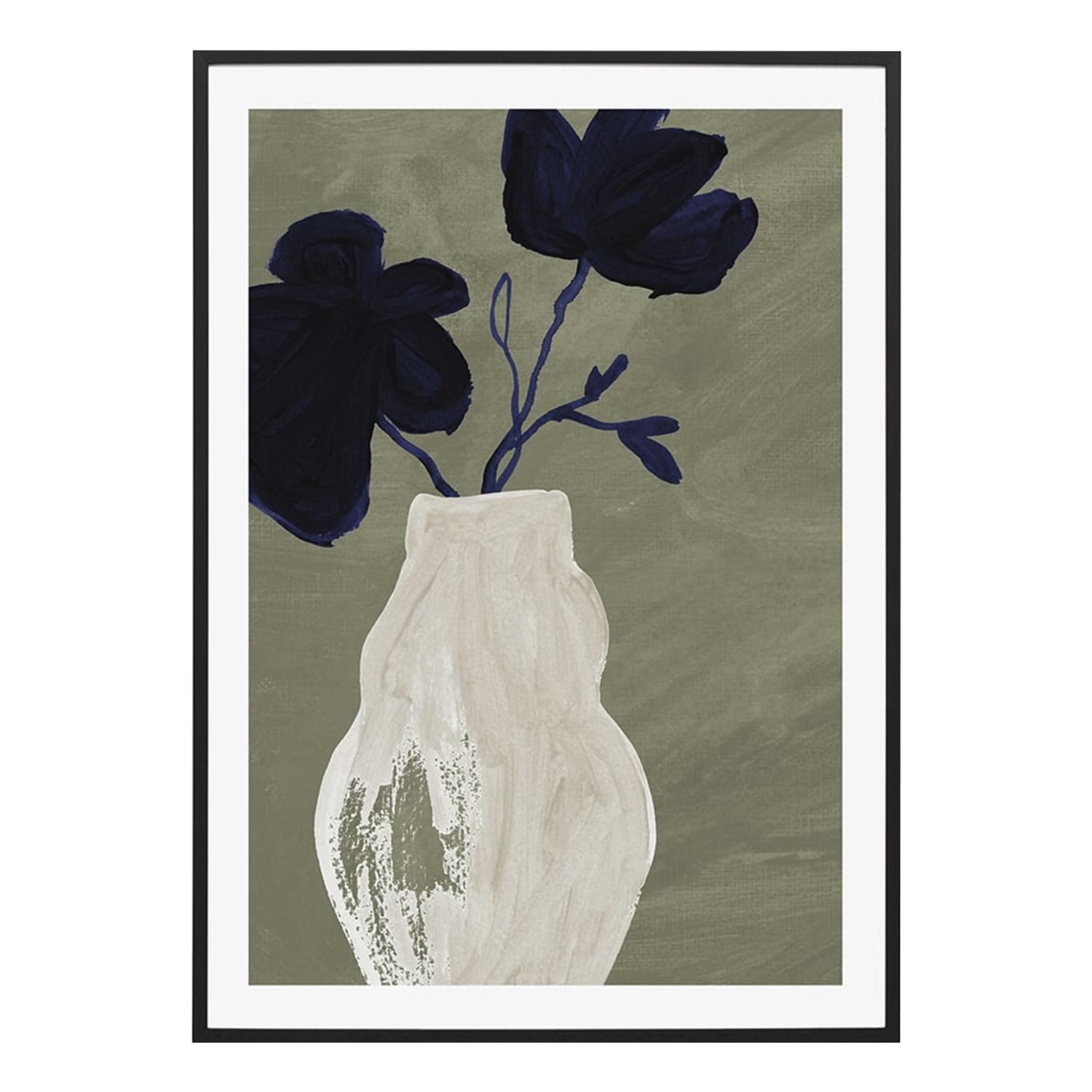 Vase Silh. Sage 1 Framed Print in 87 x 122cm