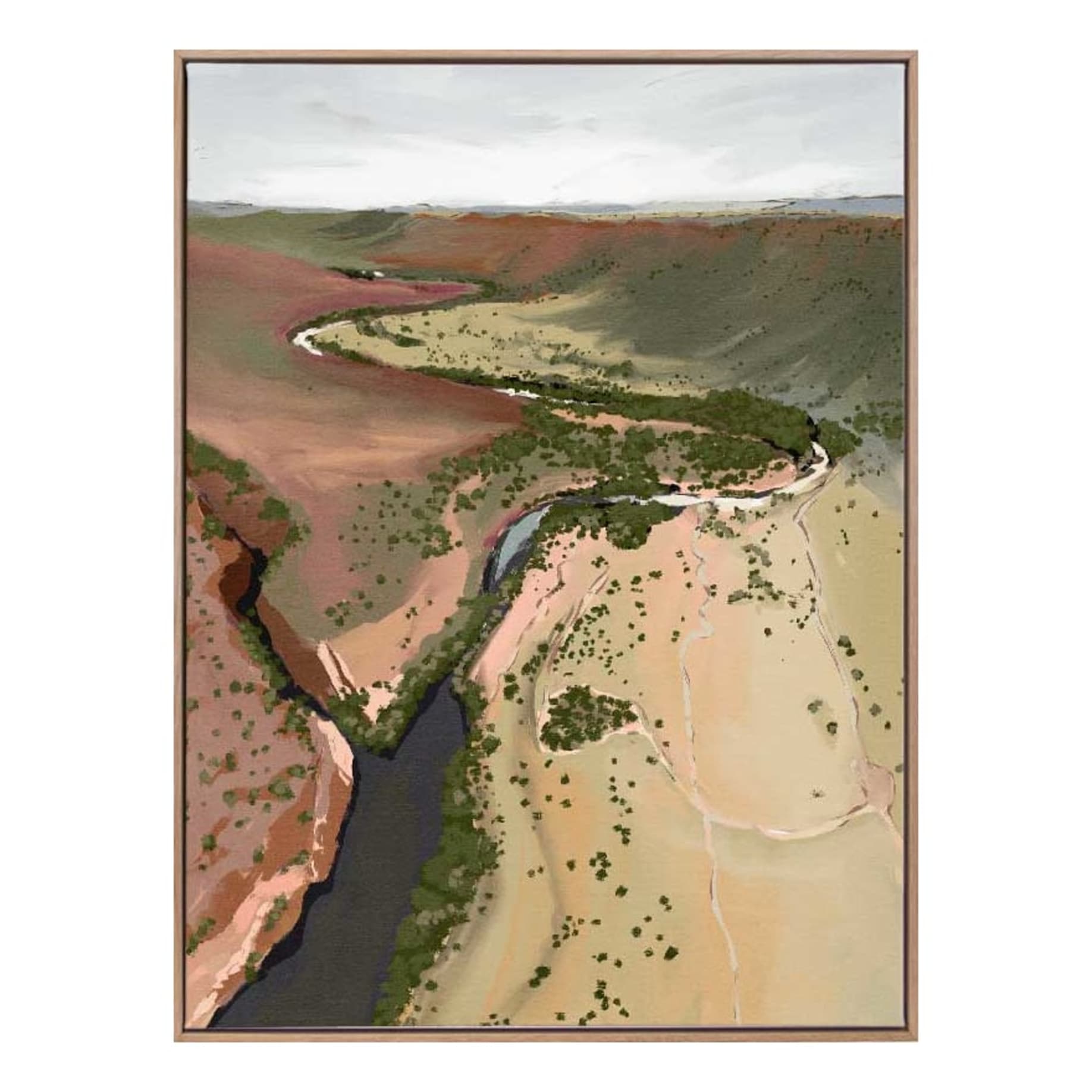Where the River Runs Framed Canvas in 123x163cm