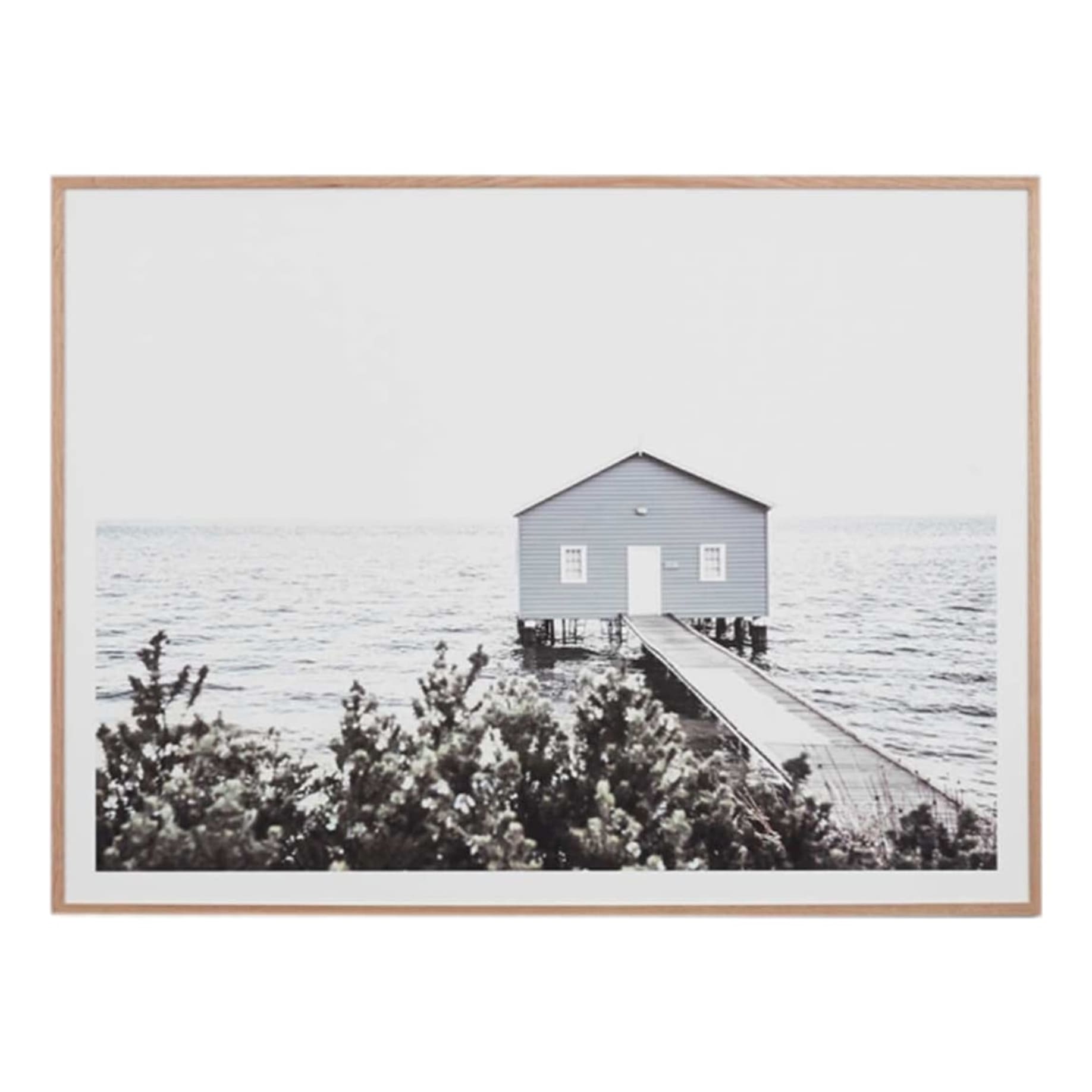 Winter Boathouse Framed Print in 79 x 64cm