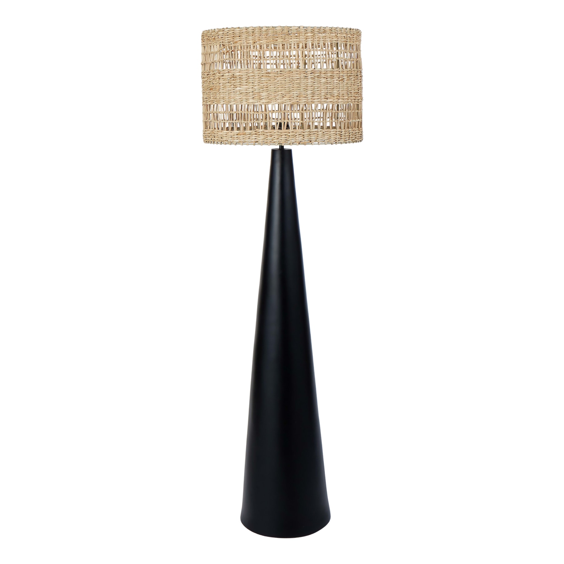 Woven Seagrass Floor Lamp 50x153cm in Black