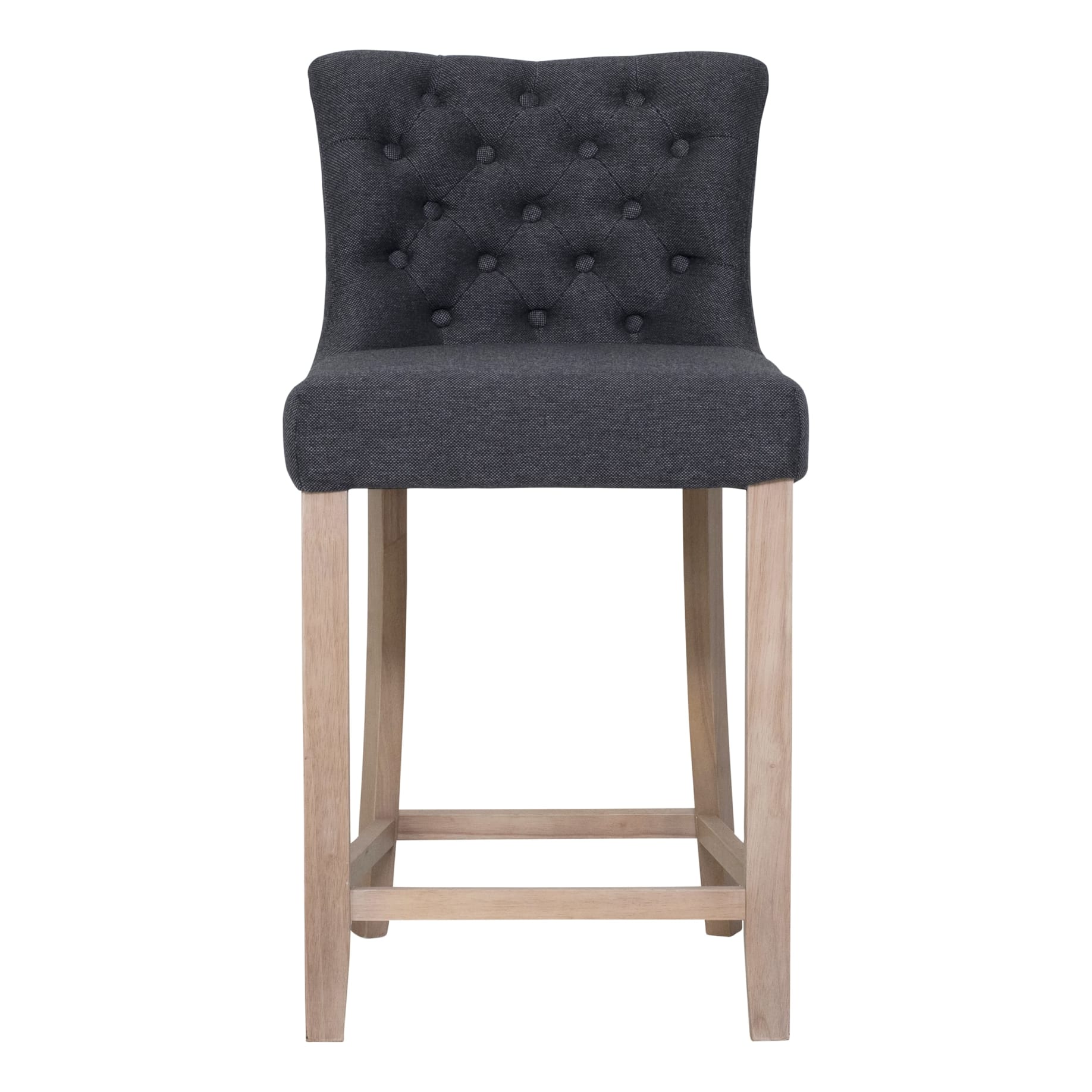 Xavier Bar Chair in Grey Fabric / Clear Lacquer