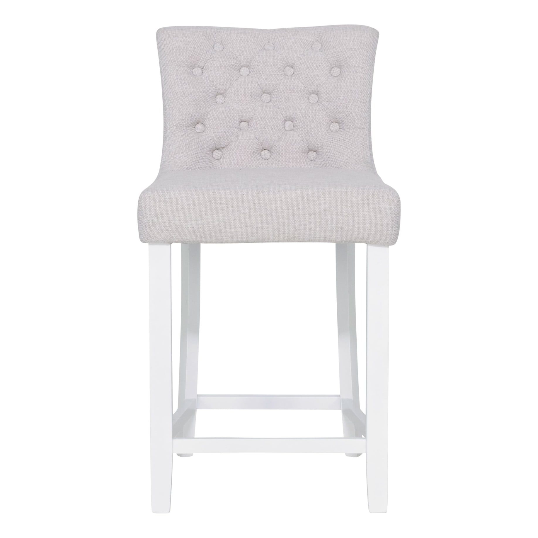 Xavier Bar Chair in Beige Fabric/White Leg