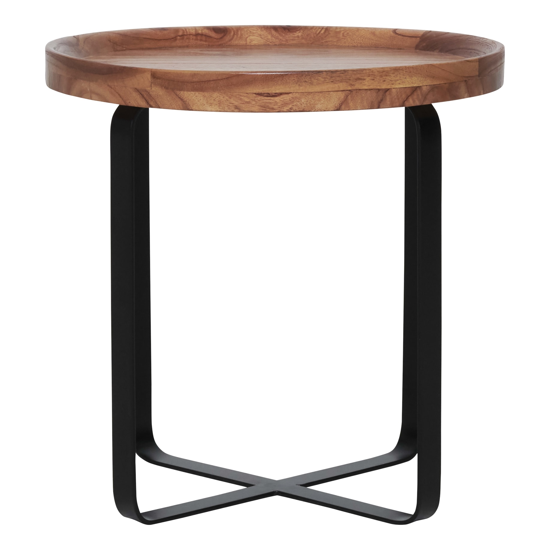Zambia Round Low Side Table 45 x 45cm in Natural / Black