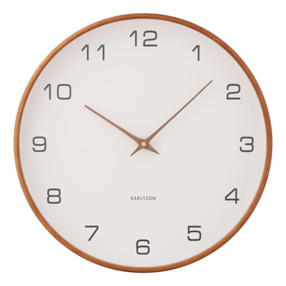 Acento Clock 43x40cm in White / Walnut
