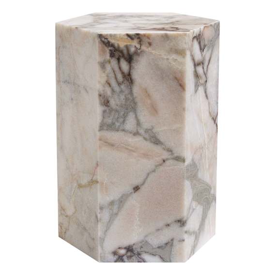 Ada Haxagon Side Table 30x50cm in Pebble Grey Marble