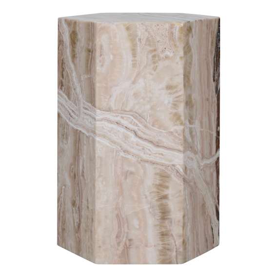 Ada Hexagon Side Table 30x50cm in Sandy Beige Marble