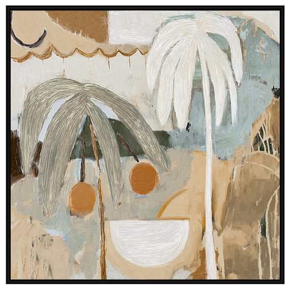Afternoon Fronda Box Framed Canvas in 122 x 122cm Black