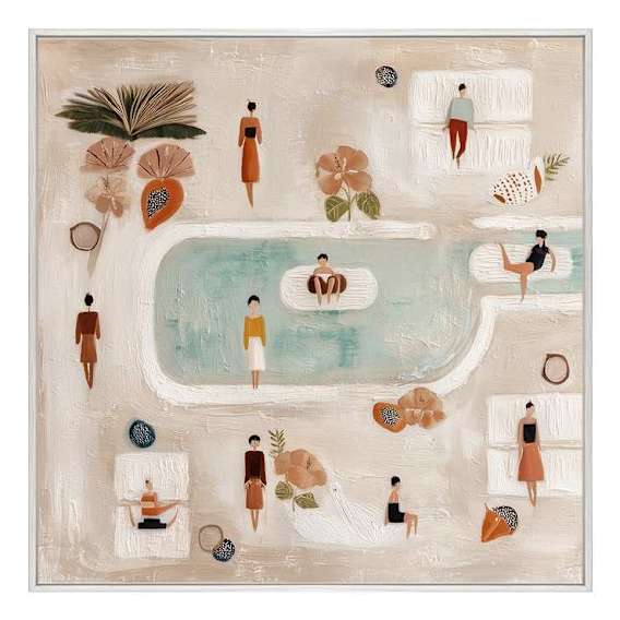 Afternoon Idle Box Framed Canvas in 83 x 83cm White