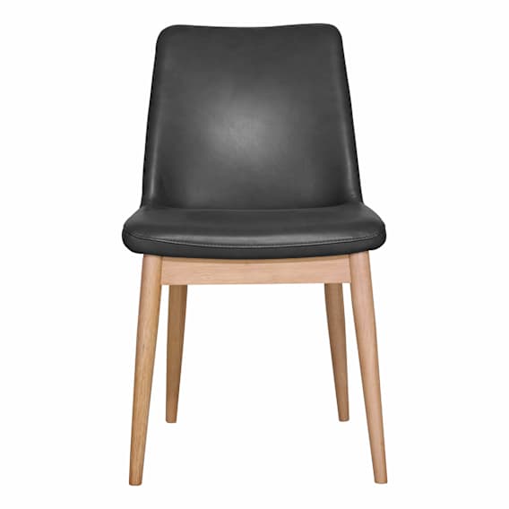 Alaska Dining Chair in Jersey Leather Black / Clear Lacquer