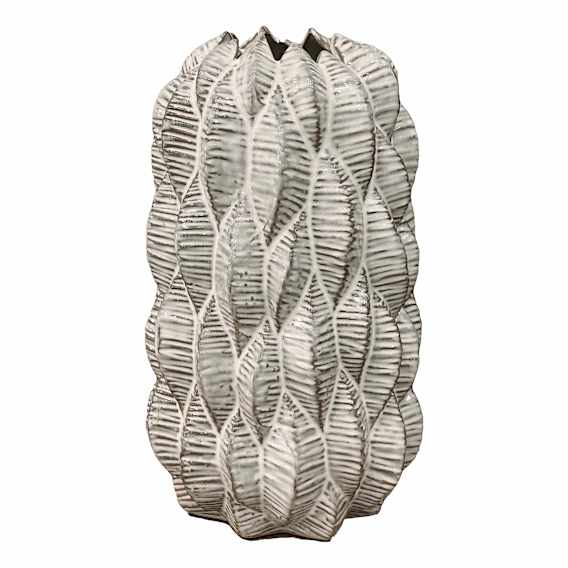 Apollo Leaf Vase Large 19.2x30.5cm in Whitewash