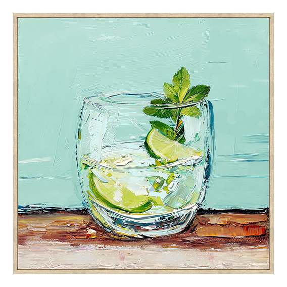 Aqua Mojito Box Framed Canvas in 63 x 63cm