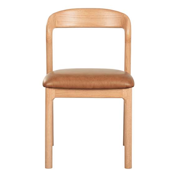 Aruba Dining Chair in Urbane Leather Light Brown / Oak