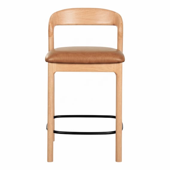 Aruba Bar Chair in Urbane Leather Light Brown / Oak