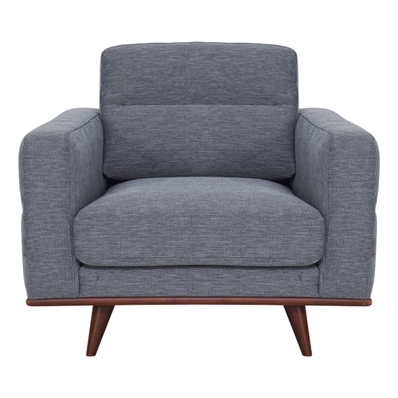Astrid Armchair in Talent Denim / Brown Leg