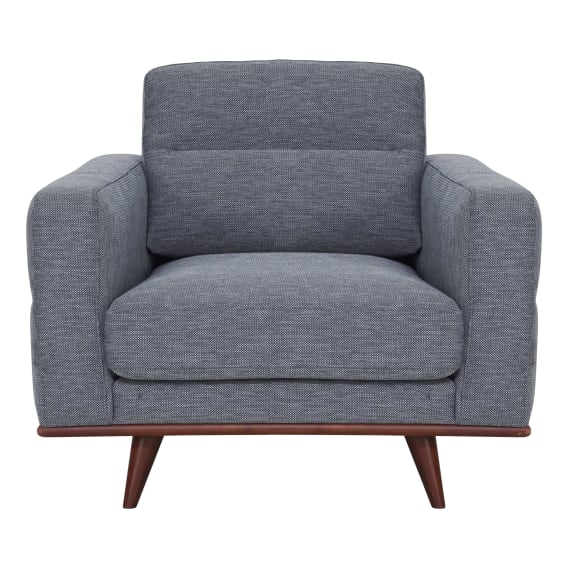 Astrid Armchair in Talent Denim / Brown Leg