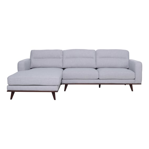 Astrid 2.5 Seater Sofa + Chaise LHF in Talent Silver / Brown Leg