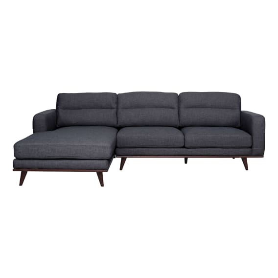 Astrid 2.5 Seater Sofa + Chaise LHF in Talent Charcoal / Brown Leg