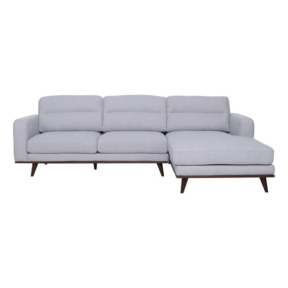 Astrid 2.5 Seater Sofa + Chaise RHF in Talent Silver / Brown Leg