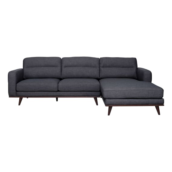 Astrid 2.5 Seater Sofa + Chaise RHF in Talent Charcoal / Brown Leg