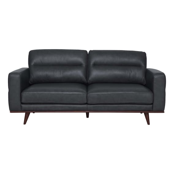 Astrid 2.5 Seater Sofa in Butler Leather Slate / Brown Leg