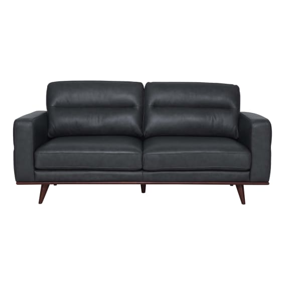 Astrid 2.5 Seater Sofa in Leather Slate / Brown Leg