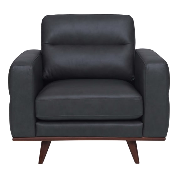 Astrid Armchair in Butler Leather Slate / Brown Leg