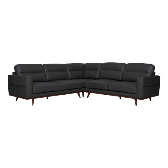 Astrid Modular Sofa in Butler Leather Slate / Brown Leg