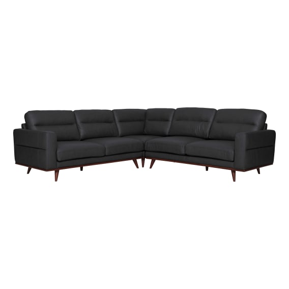 Astrid Modular Sofa in Leather Slate / Brown Leg