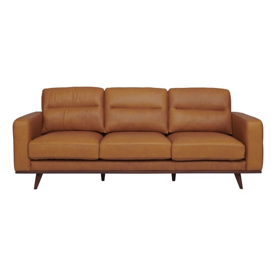 Astrid 3 Seater Sofa in Leather Russet / Brown Leg