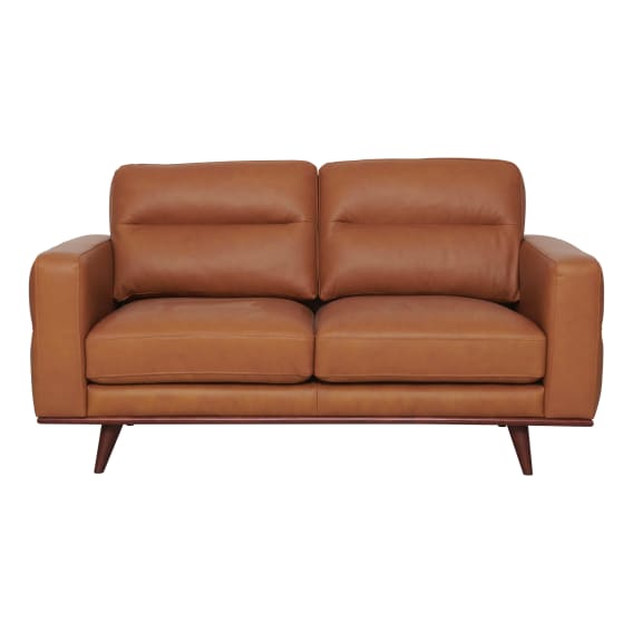 Astrid 2 Seater Sofa in Butler Leather Russet / Brown Leg