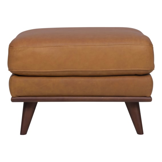Astrid Ottoman in Butler Leather Russet / Brown Leg