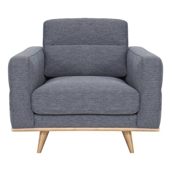Astrid Armchair in Talent Denim / Clear Leg