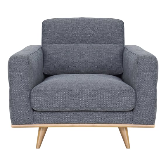 Astrid Armchair in Talent Denim / Clear Leg