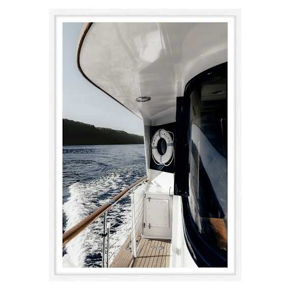 Azure Summer Charter Framed Print in 61 x 84cm White