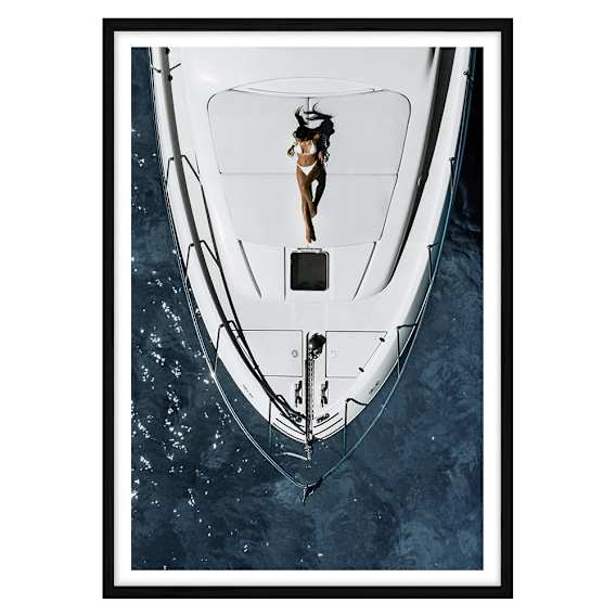 Azure Long Weekend Framed Print in 73 x 103cm Black