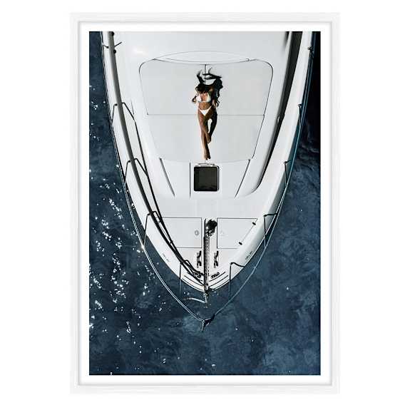 Azure Long Weekend Framed Print in 84 x 118cm White