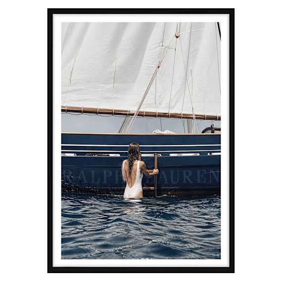 Azure Regatta Framed Print in 84 x 118cm Black