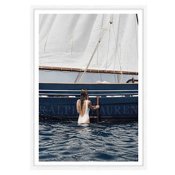 Azure Regatta Framed Print in 73 x 103cm White