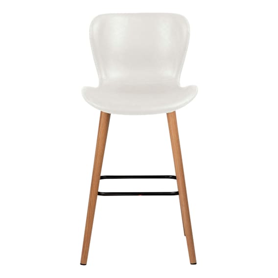 Batilda Bar Chair in White PU / Oak Leg