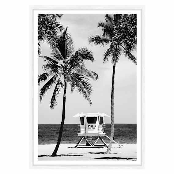 Bay Beach Tower Framed Print in 95 x 133cm White