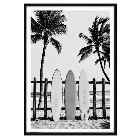Bay Coastal Standard Framed Print in 103 x 143cm Black