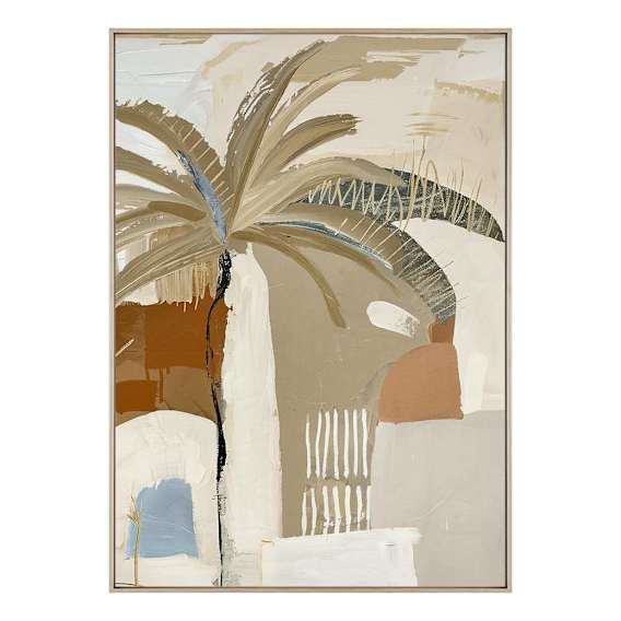 Beach Palmea Box Framed Canvas in 102 x 142cm Natural