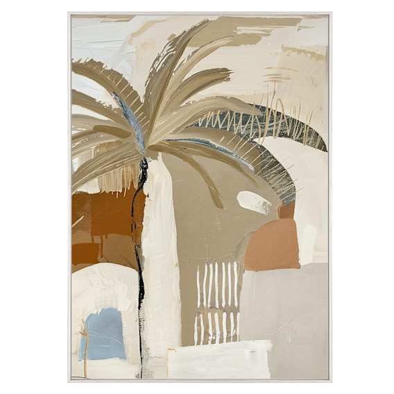Beach Palmea Box Framed Canvas in 72 x 102cm White